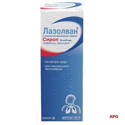 ЛАЗОЛВАН З ПОЛУН.-ВЕРШК. СМАКОМ 30 мг/5 мл 200 мл сироп фл.