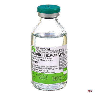 НАТРІЮ ГІДРОКАРБОНАТ 4% 100 мл р-н інф. пляш.