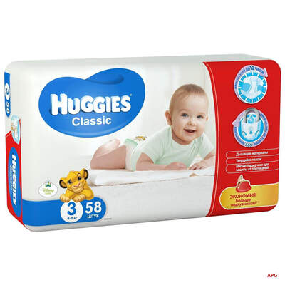 ПІДГУЗ HUGGIES CLASSIC 3 (4-9 кг) №58 midi