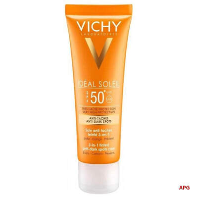 VICHY ИДЕАЛЬ СОЛЕЙ СОЛНЦЕЗАЩИТН. КРЕМ С ТОНИР.ЭФФЕК.П/ПИГМЕНТ. 3 в 1, SPF50+, 50 мл