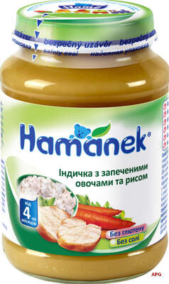 ПЮРЕ HAMANEK Индейка с овощами и рисом с 6 мес. 190 г