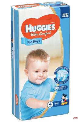 ПОДГУЗ HUGGIES ULTRA COMFORT 4 (7-16 кг) №50 boy