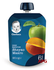 ПЮРЕ GERBER ЯБЛОКО И МАНГО 90 г пауч