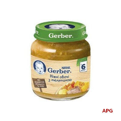 ПЮРЕ GERBER НЕЖНЫЕ ОВОЩИ С ТЕЛЯТИНОЙ с 6 мес. 130 г