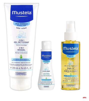 НАБОР MUSTELA БАЗОВЫЙ УХОД ГЕЛЬ очищ. 2 в 1 200 мл+МАСЛО ДЕТ. 100 мл+ЛОСЬОН увлажн. д/тела 50 мл