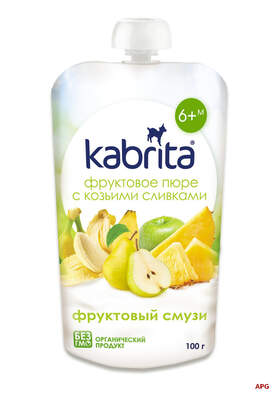 ПЮРЕ KABRITA Банан з полун. і ябл. пюре з коз. вершками з 6 міс. 100 г