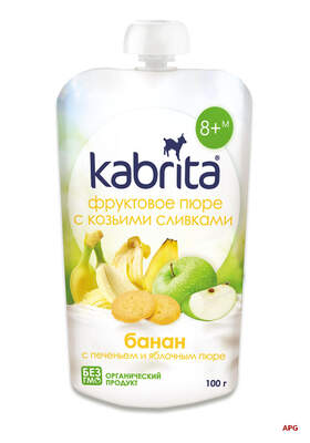 ПЮРЕ KABRITA Банан з печивом з яблу. пюре з коз. вершками з 8 міс. 100 г