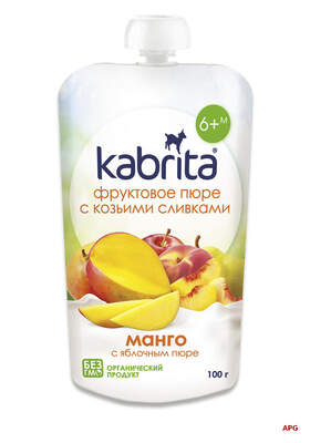 ПЮРЕ KABRITA Манго с ябл. пюре с коз. сливками с 6 мес. 100 г