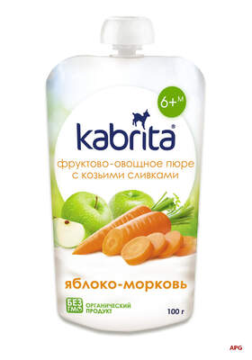 ПЮРЕ KABRITA Яблоко-морковь с коз. сливками с 6 мес. 100 г