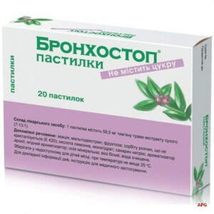 БРОНХОСТОП ПАСТИЛКИ 59,5 мг №20