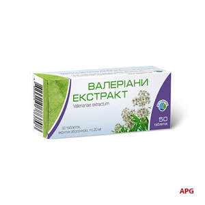 ВАЛЕРІАНИ ЕКСТРАКТ 20 мг №50 табл. в/о фл.