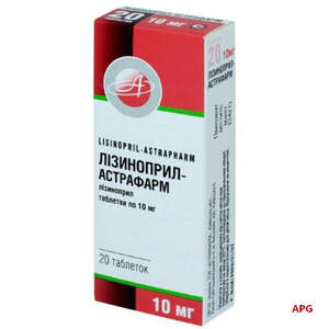 ЛІЗИНОПРИЛ-АСТРАФАРМ 10 мг №20 табл.