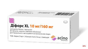 ДИФОРС XL 160 мг + 13,88 мг N30 табл.