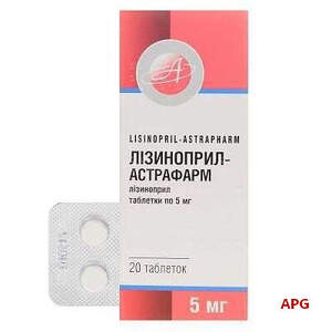 ЛІЗИНОПРИЛ-АСТРАФАРМ 5 мг №20 табл.