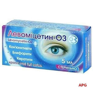 ЛЕВОМІЦЕТИН-ОЗ 0,25% 5 мл краплі очні фл.