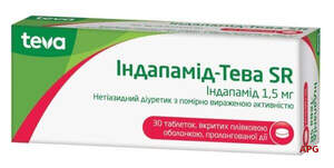 ІНДАПАМІД-ТЕВА SR 1,5 мг №30 табл. в/о