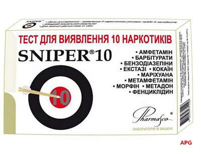 ТЕСТ-КАССЕТА Sniper д/опр.10 наркотиков амф.морф.кокаин.метамф.метадон.МДМА,марих.спайс,трамад.бупренор