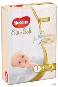 ПОДГУЗ HUGGIES ELITE SOFT 1 (2-5 кг) №50 Newborn (Кімберлі-Кларк/043165)