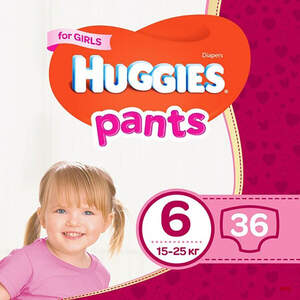 ПІДГУЗ-ТРУСИКИ HUGGIES PANTS 6 (15-25 кг) №36 Girl