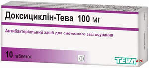 ДОКСИЦИКЛІН-ТЕВА 100 мг №10 табл.