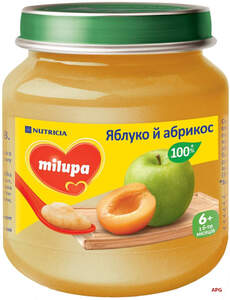 ПЮРЕ MILUPA Яблуко та абрикос 6+ міс. 125 г