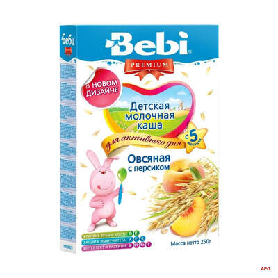 КАША МОЛОЧН. BEBI PREMIUM 4 злаки з персиком з 12 міс. 200 г